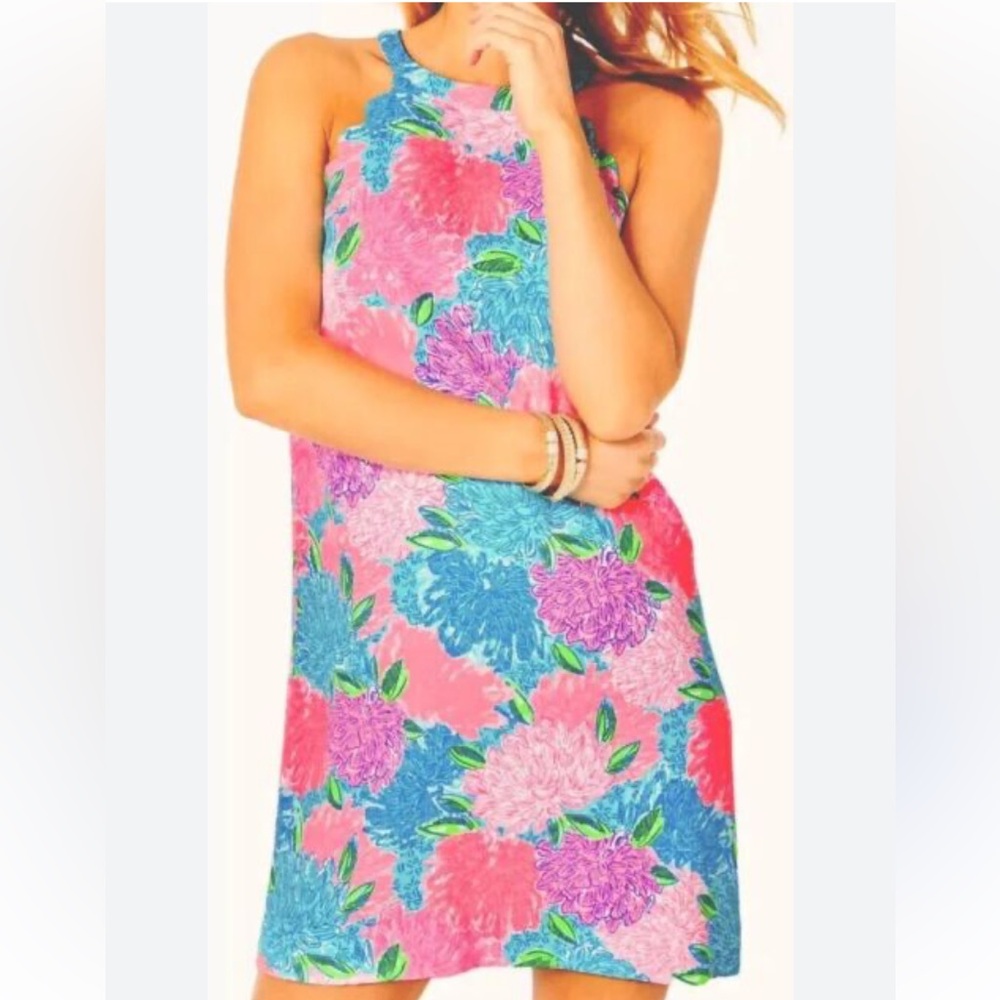 Lilly Pulitzer tabby shift dress floral print scalloped size small